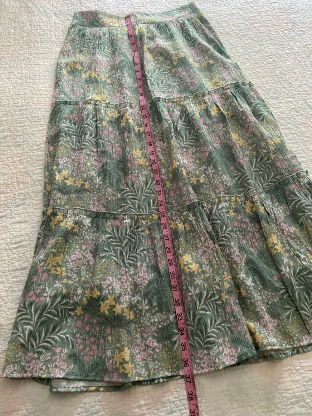 Wonderly - Tiered Floral Lined Maxi Skirt - Women's Size Medium - Picture 7 of 8